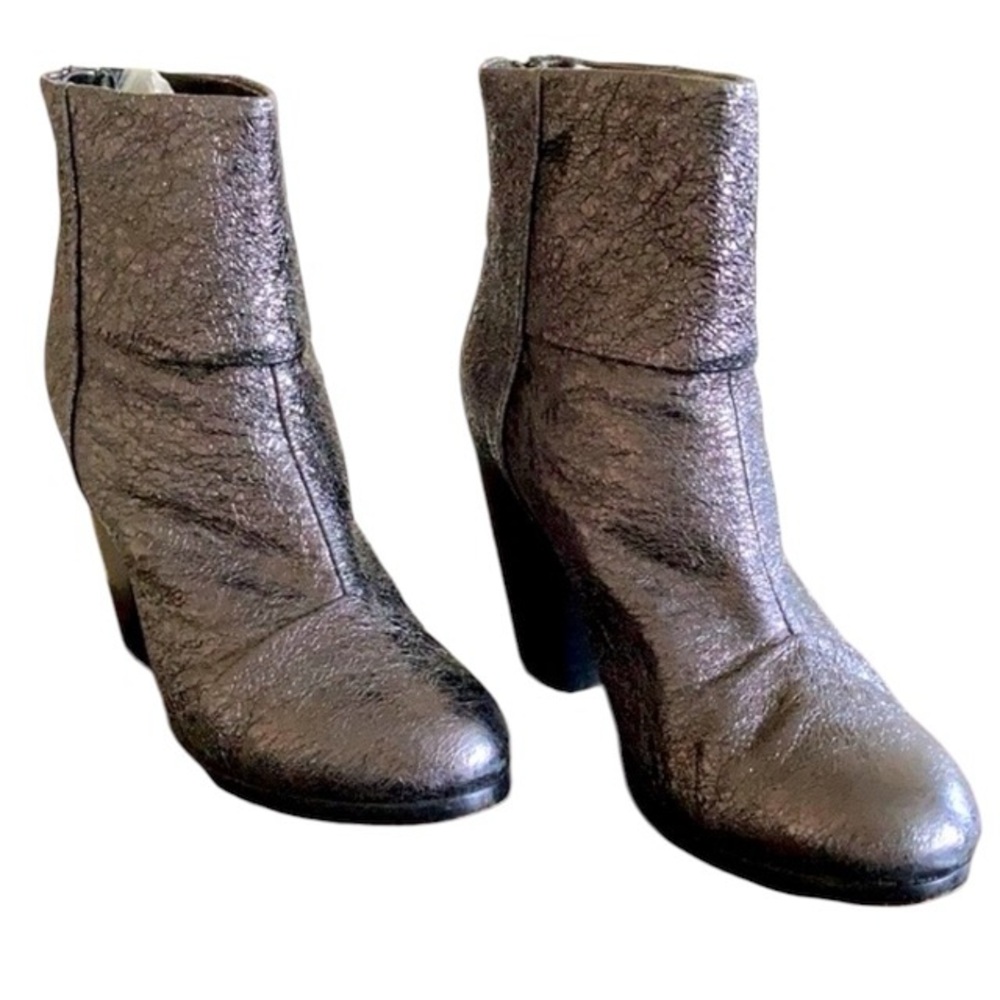 Rag and Bone Purple Metallic Newbury Boots Booties Sz 38.5